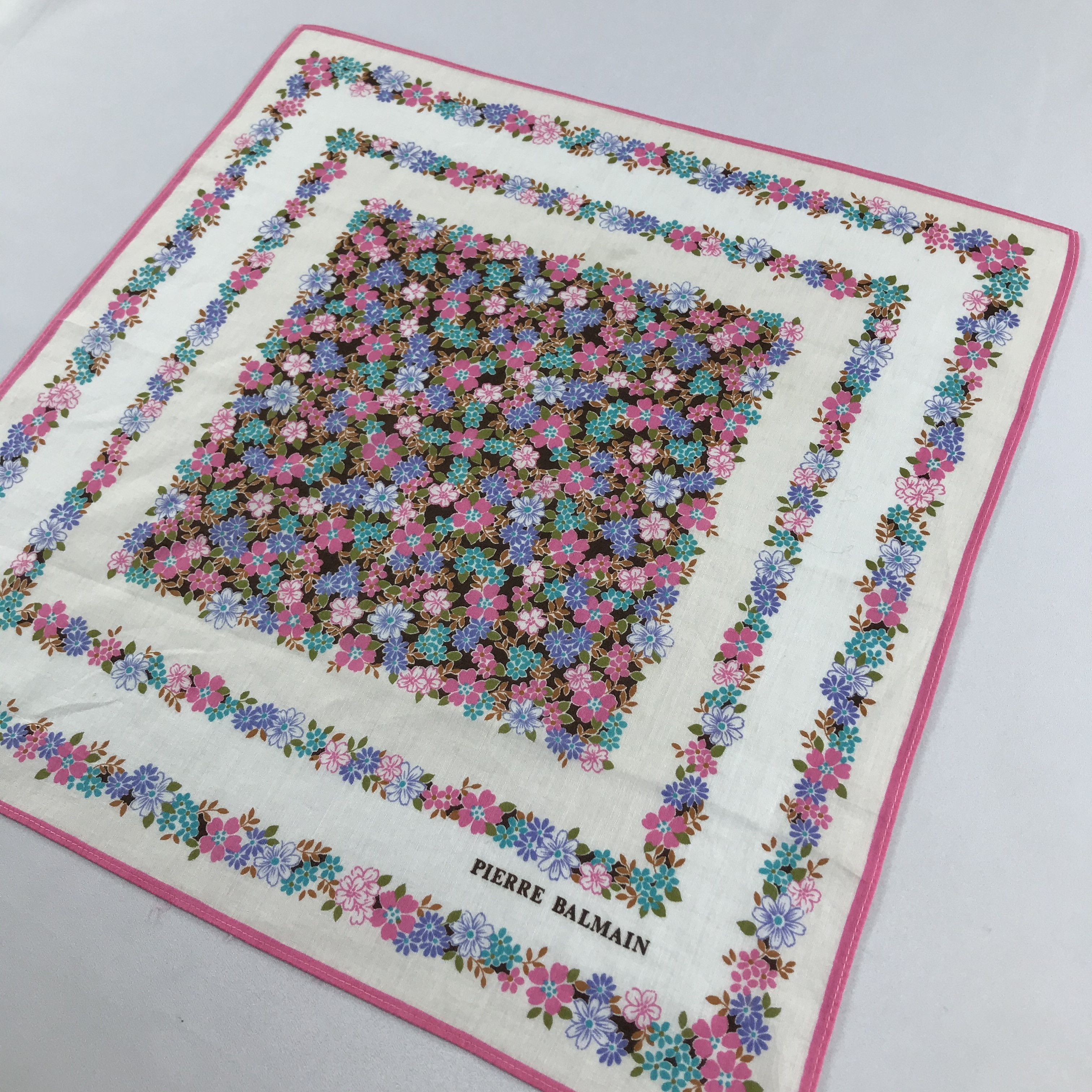 Pierre Balmain Pierre Balmain Floral Handkerchief Neckerchief Bandana H987 Size ONE SIZE - 4 Thumbnail