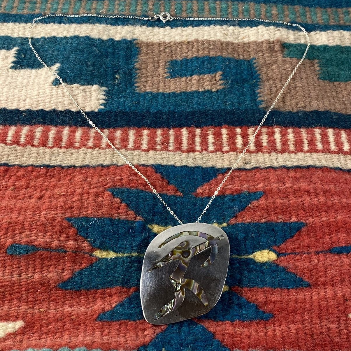 Kapital × Vintage Vtg 70s Taxco Sterling Silver Abalone Tribal Archer Necklace Size ONE SIZE - 2 Thumbnail