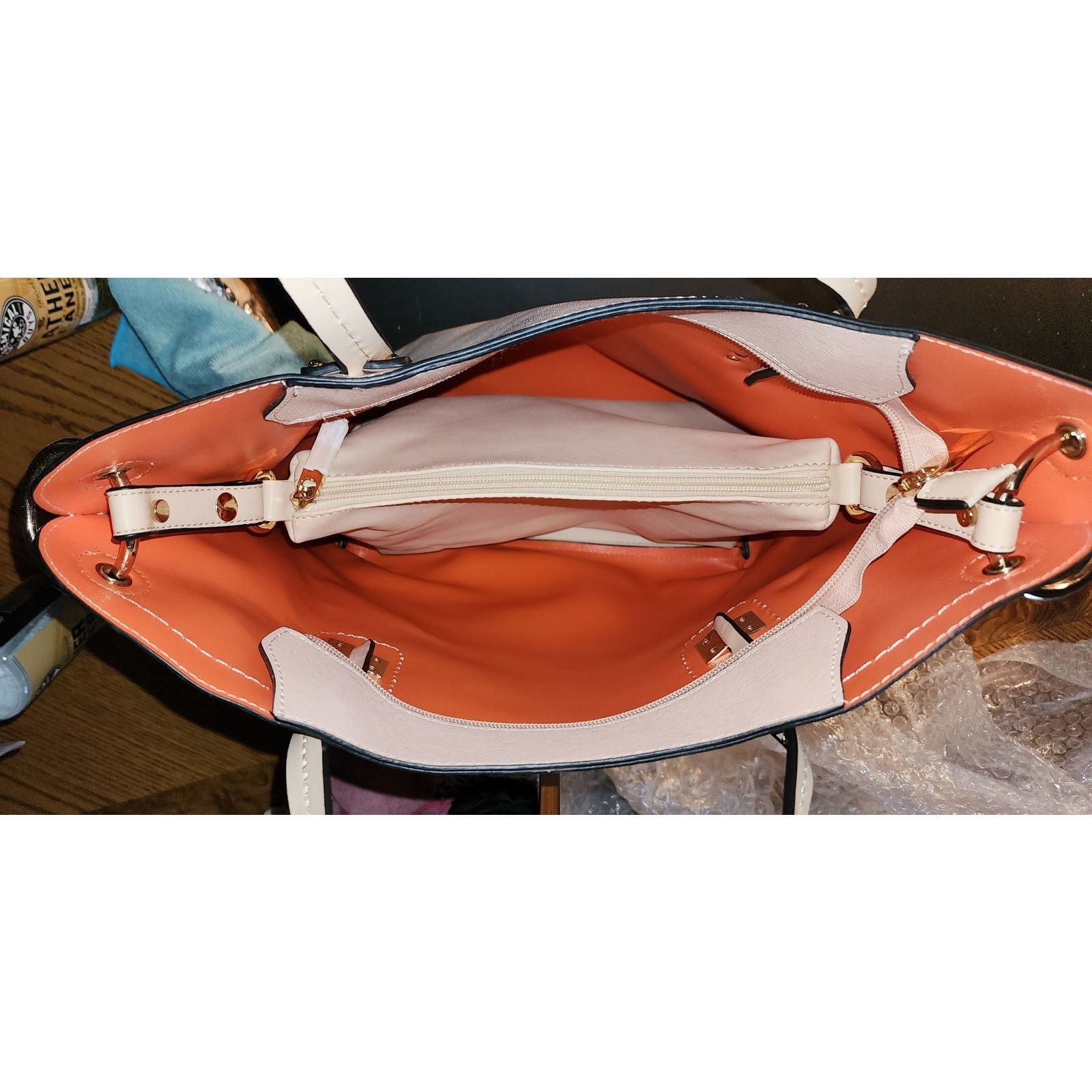 Other Unbranded faux leather pale pink tote with crossbody bag. Size ONE SIZE - 4 Thumbnail