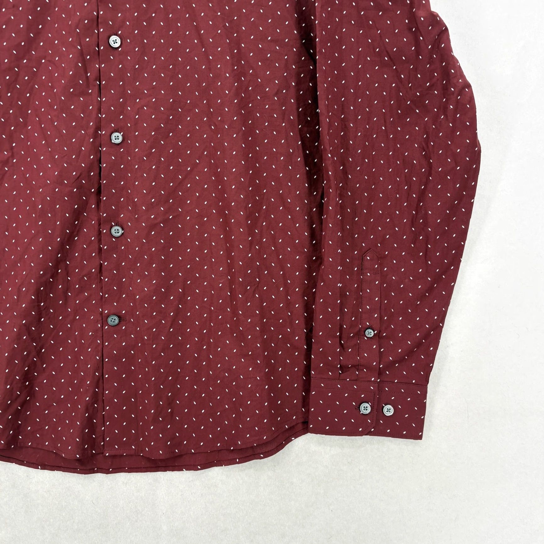 Express Express Shirt Mens Large Red Slim Fit 16-16.5 34/35 Cotton Dot Print Dress Shirt Size US L / EU 52-54 / 3 - 3 Thumbnail