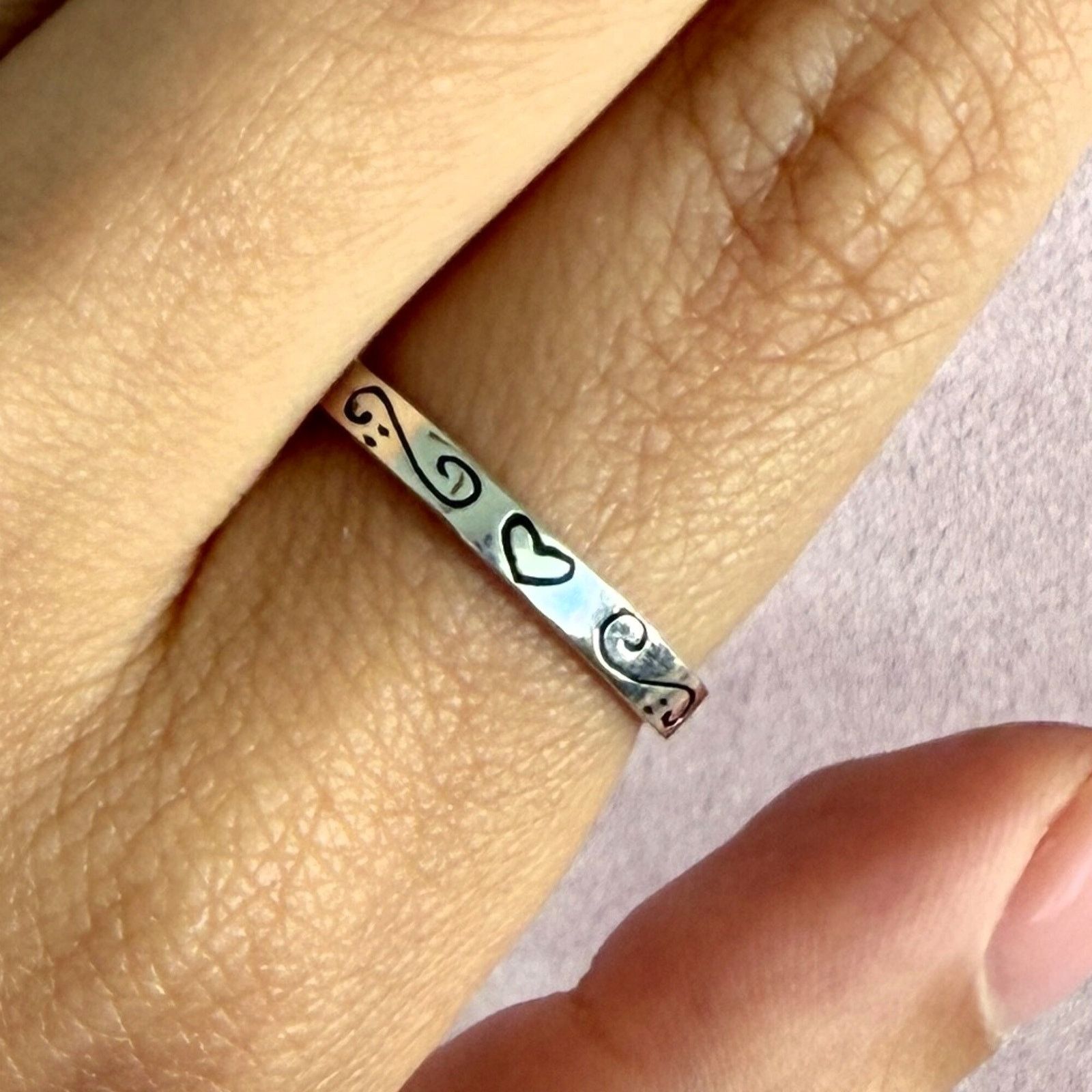 Sterling Silver sterling silver floral stack band ring size 7.75 Size ONE SIZE - 1 Thumbnail