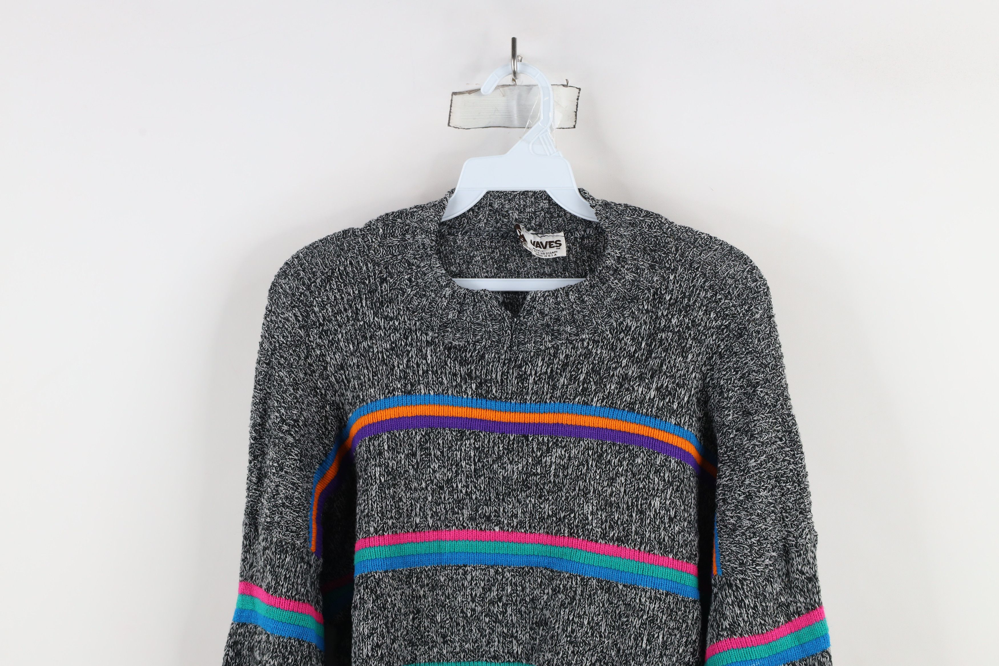 Vintage Vintage 80s 90s Streetwear Rainbow Striped Knit Sweater USA Size L / US 10 / IT 46 - 2 Thumbnail