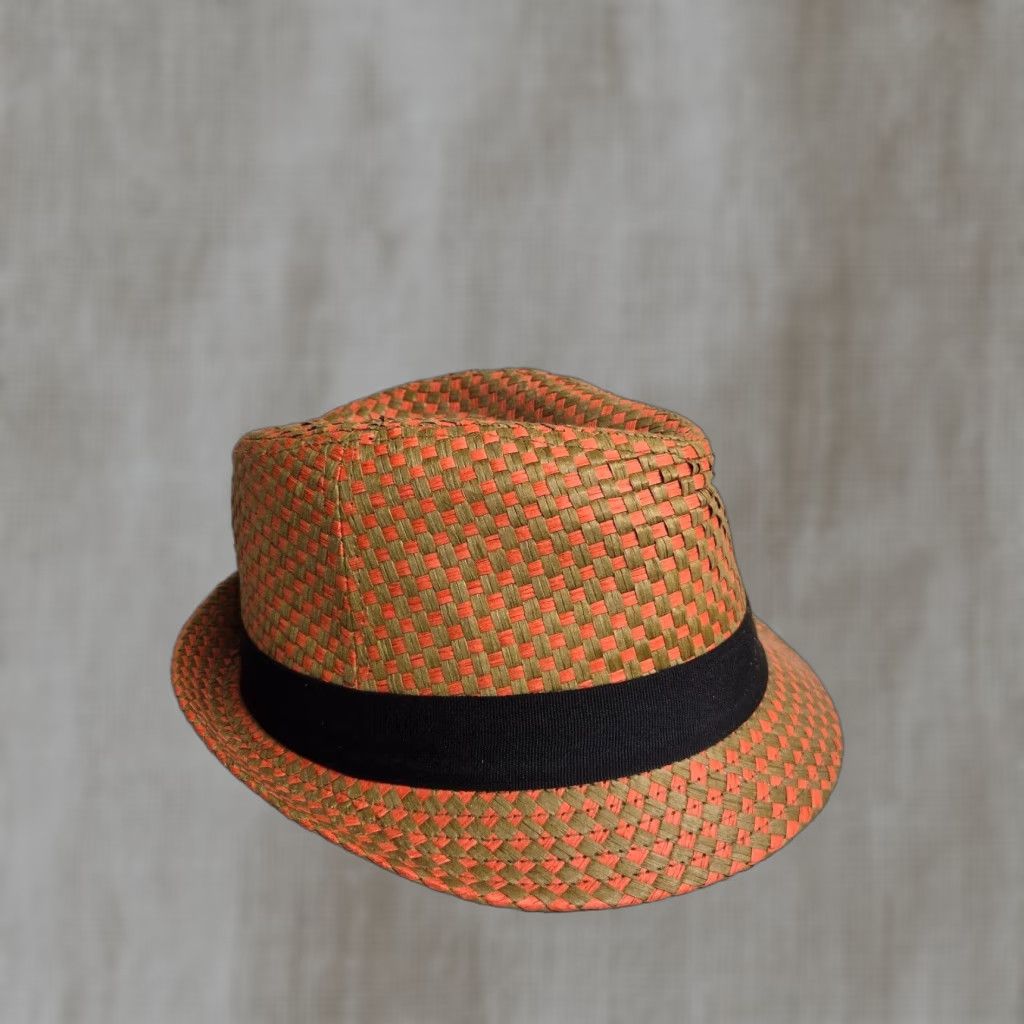 Vintage The Hatter Co. Fedora Hat Men One Size Orange Straw Classic Cuban Style Size ONE SIZE - 1 Thumbnail