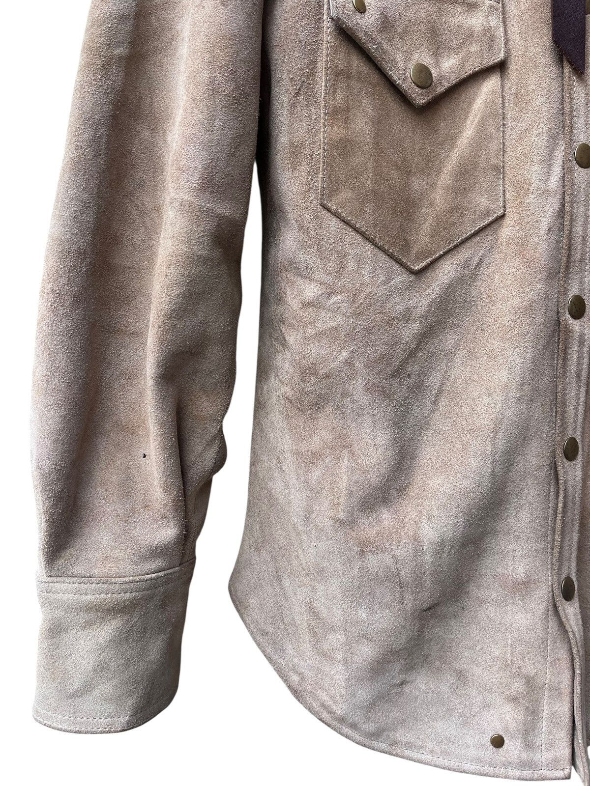 Genuine Leather Light brown suede Horn works leather shirt Size US M / EU 48-50 / 2 - 6 Thumbnail