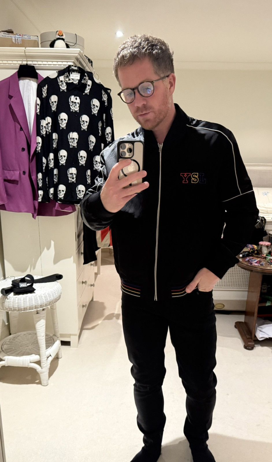 Saint Laurent Paris FW21 Saint Laurent YSL logo black bomber teddy jacket 56 Size US XL / EU 56 / 4 - 4 Thumbnail