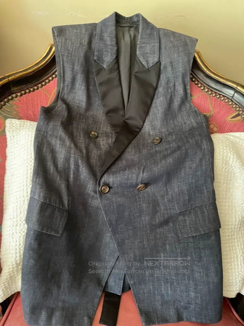 Brunello Cucinelli Brunello Cucinelli Denim Blazer Vest, Double-Breasted Desi Size XS / US 0-2 / IT 36-38 - 1 Thumbnail