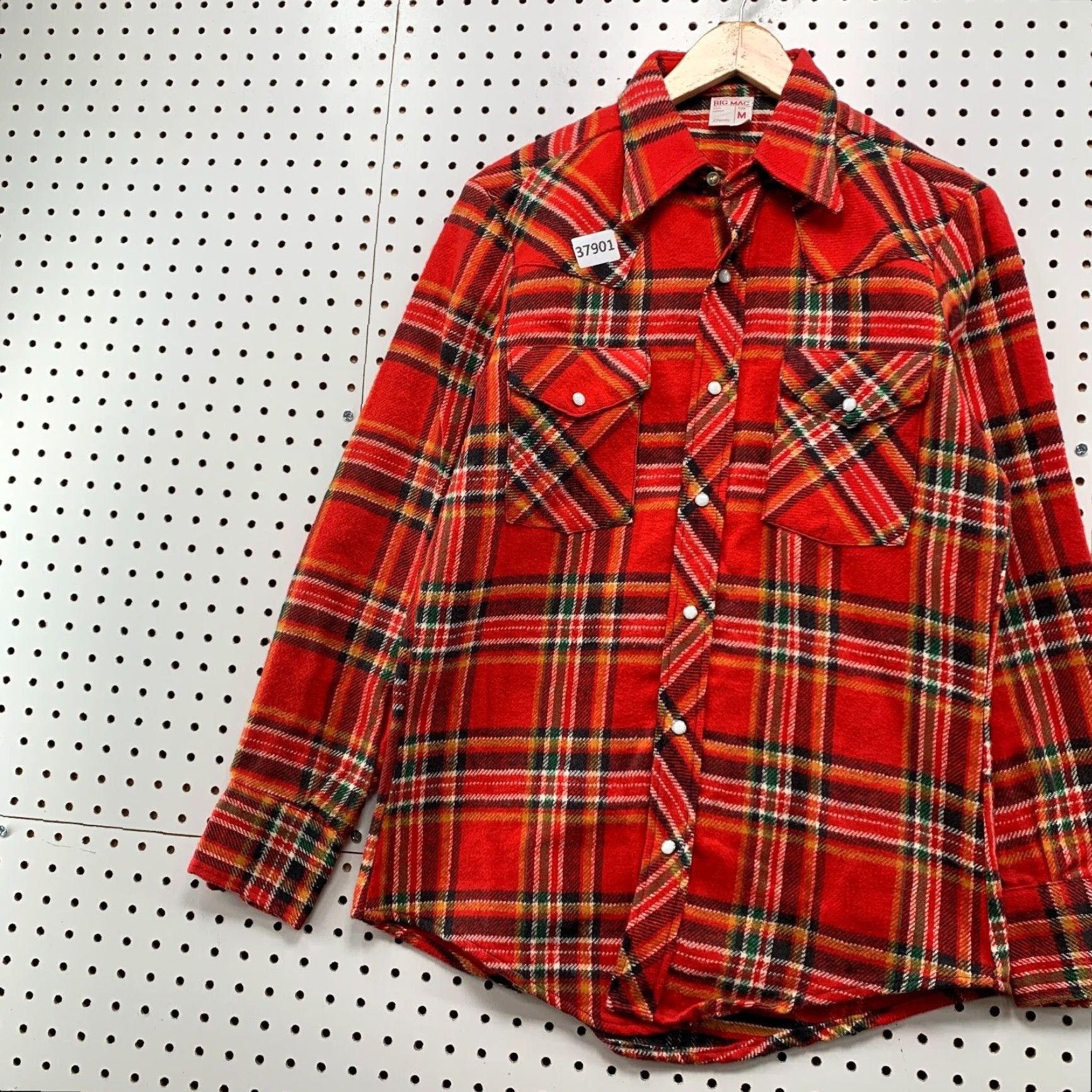 Vintage Big Mac 70s Flannel Shirt Men's Medium Red Plaid Western