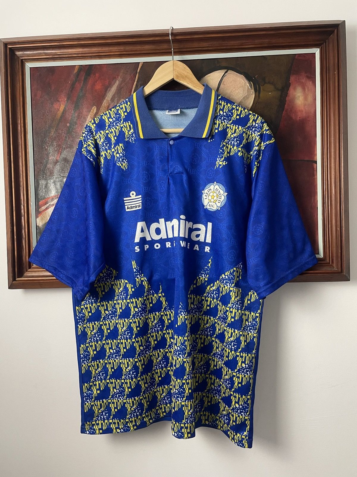 image of Soccer Jersey x Vintage Leeds United Afc X Admiral 1992/1993 Away Jersey Soccer in Blue (Size Large