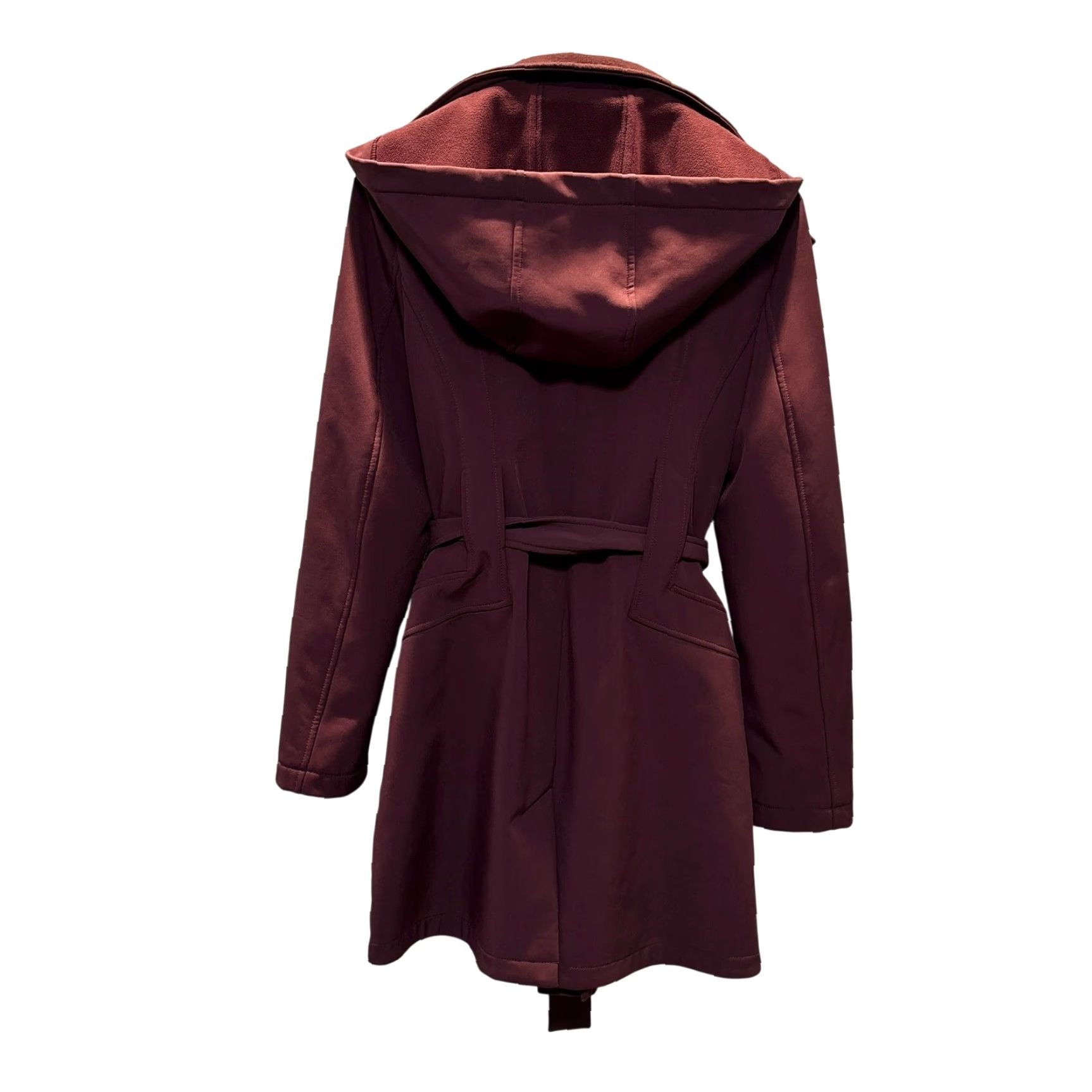 Calvin Klein Calvin Klein Trench Coat Women XS Red Water Resistant Belted Hooded Coat Long Zip Pockets Size XS / US 0-2 / IT 36-38 - 3 Thumbnail