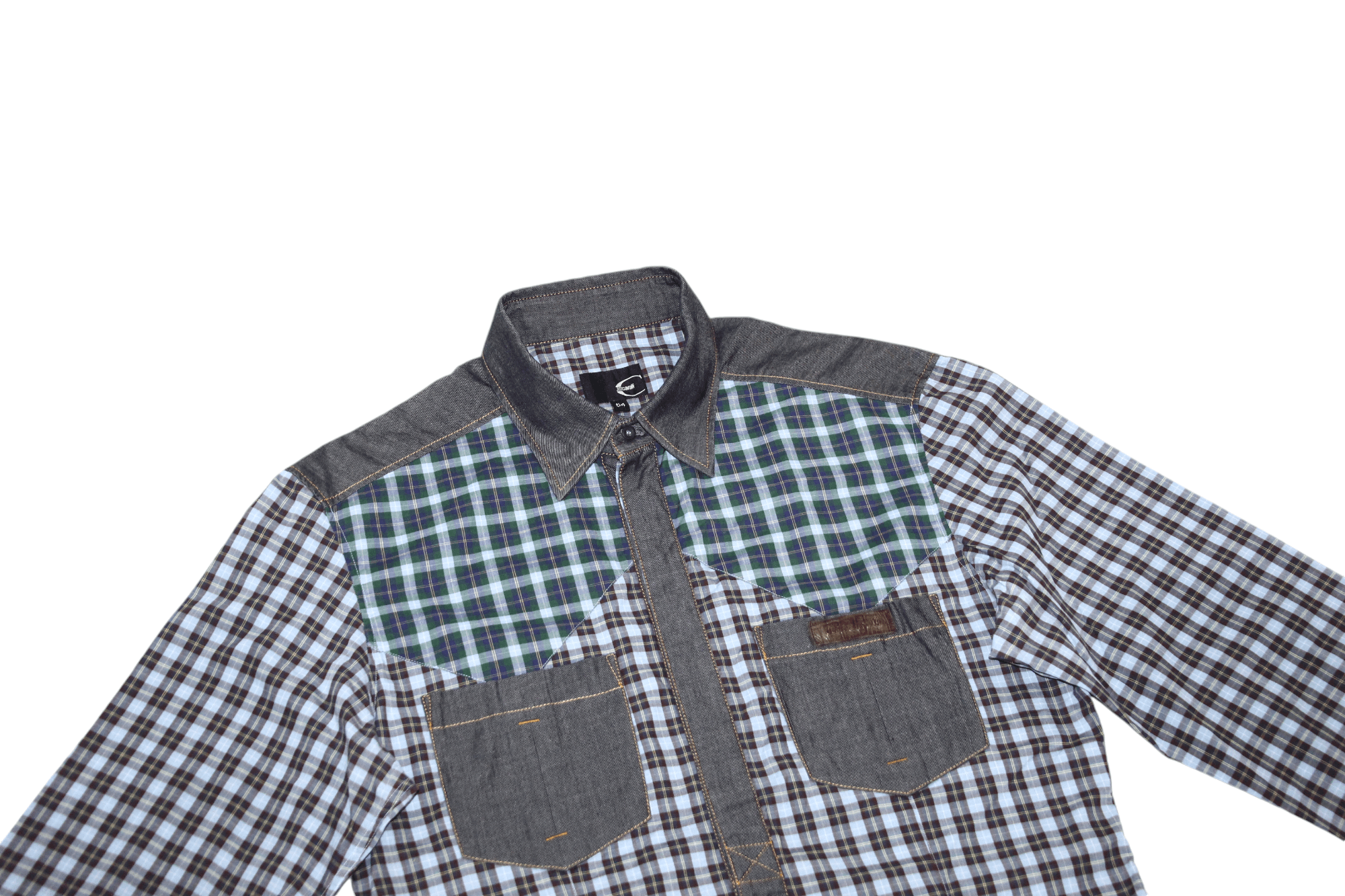 Roberto Cavalli Cavalli gradient checkered denim trim popover western shirt Size US L / EU 52-54 / 3 - 3 Thumbnail