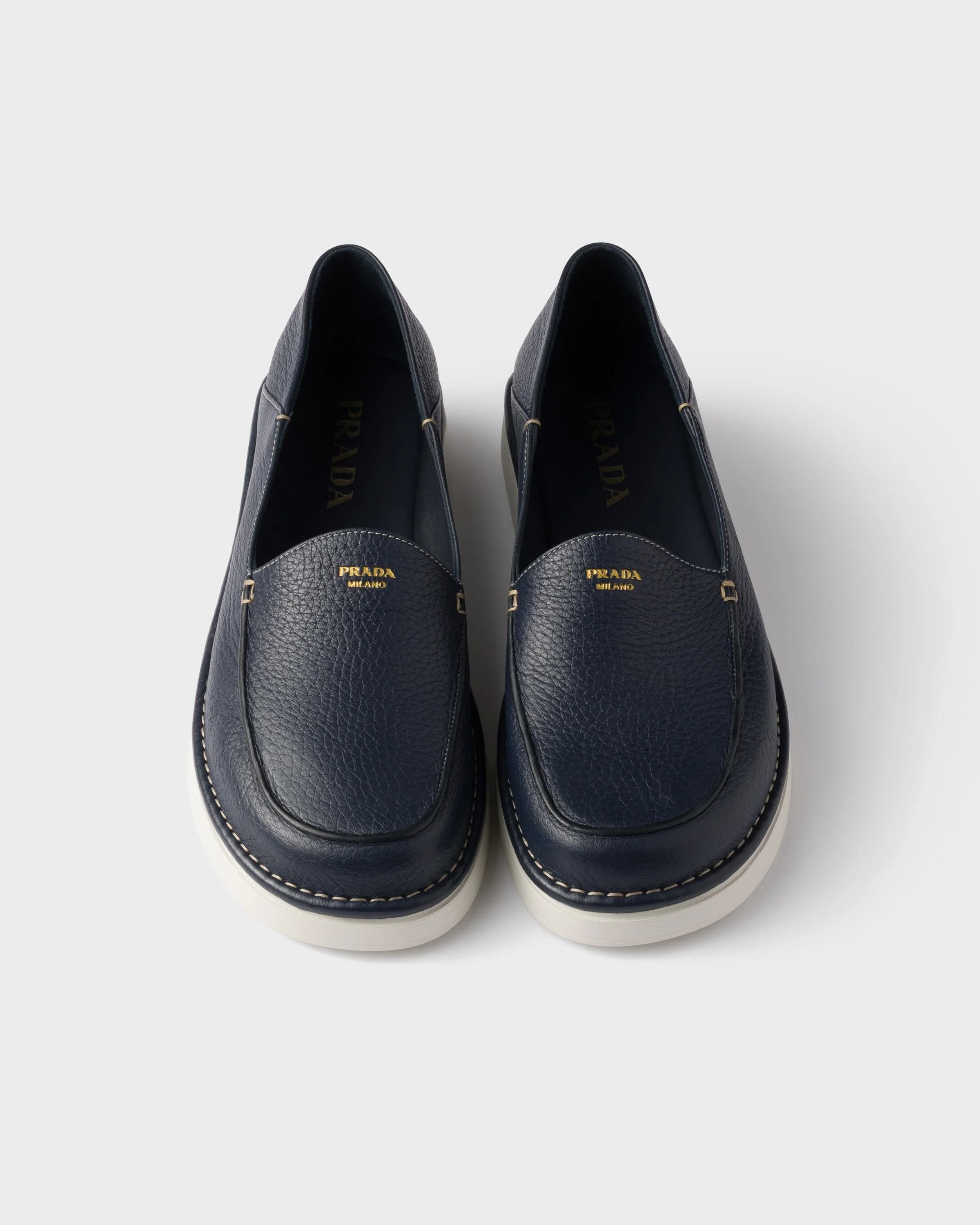 Prada o1w1db10526 Leather Slip-Ons in Blue Size US 9 / EU 42 - 3 Thumbnail