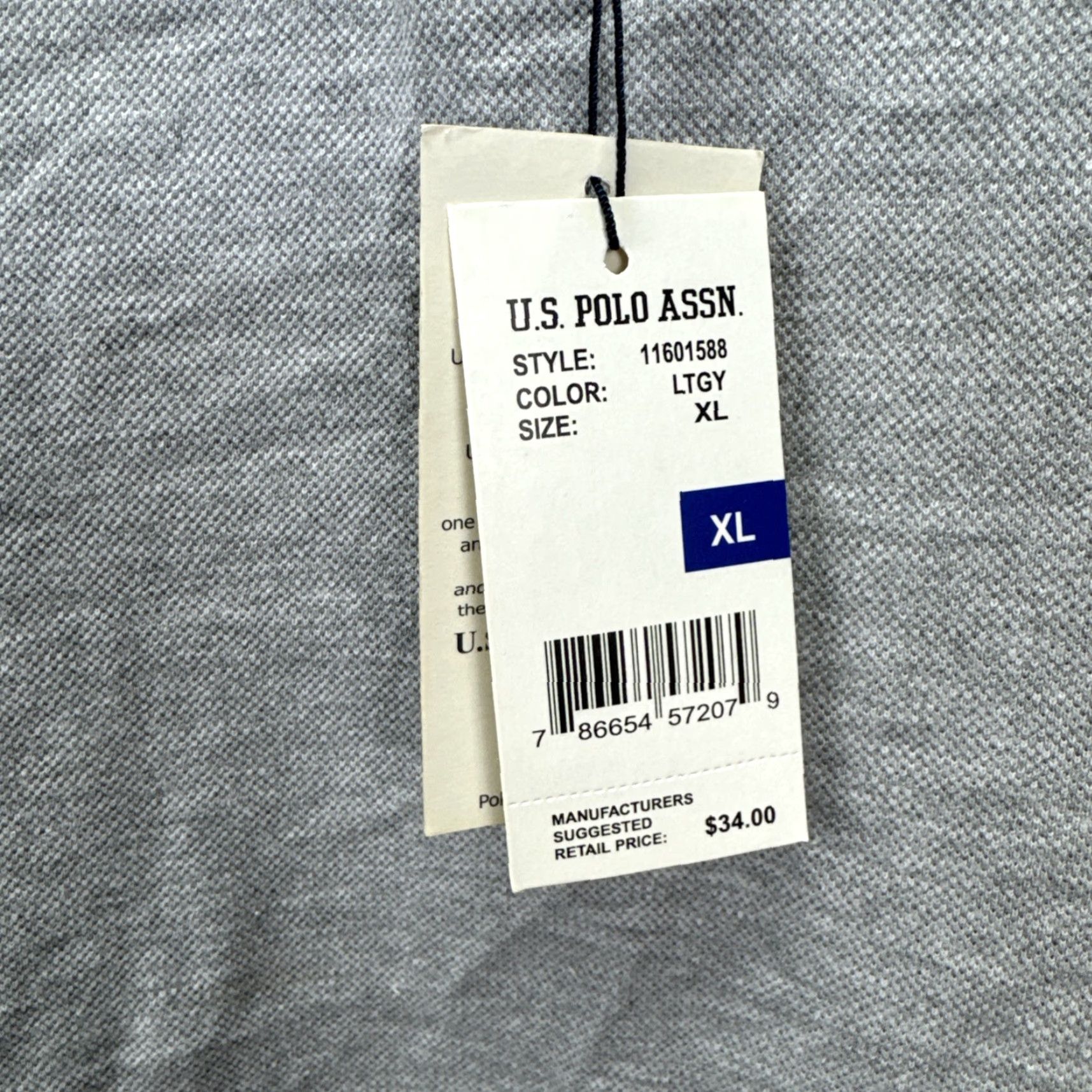 Vintage US Polo Assn. Men’s Short Sleeve Polo Shirt Heather Gray Size XL New Size US XL / EU 56 / 4 - 7 Thumbnail
