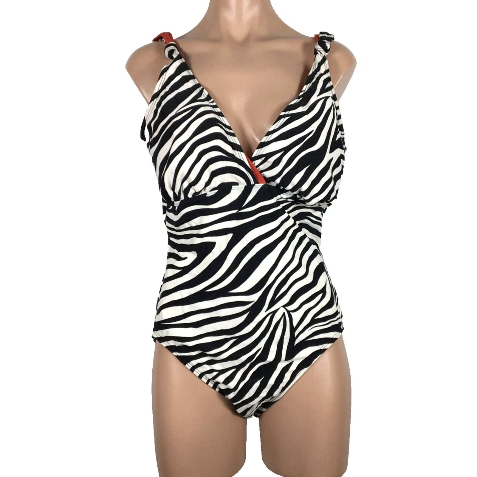 Vintage Vintage Niki Wior One Piece Swimsuit - Black White Zebra Size 38" / US 16 / IT 52 - 2 Thumbnail