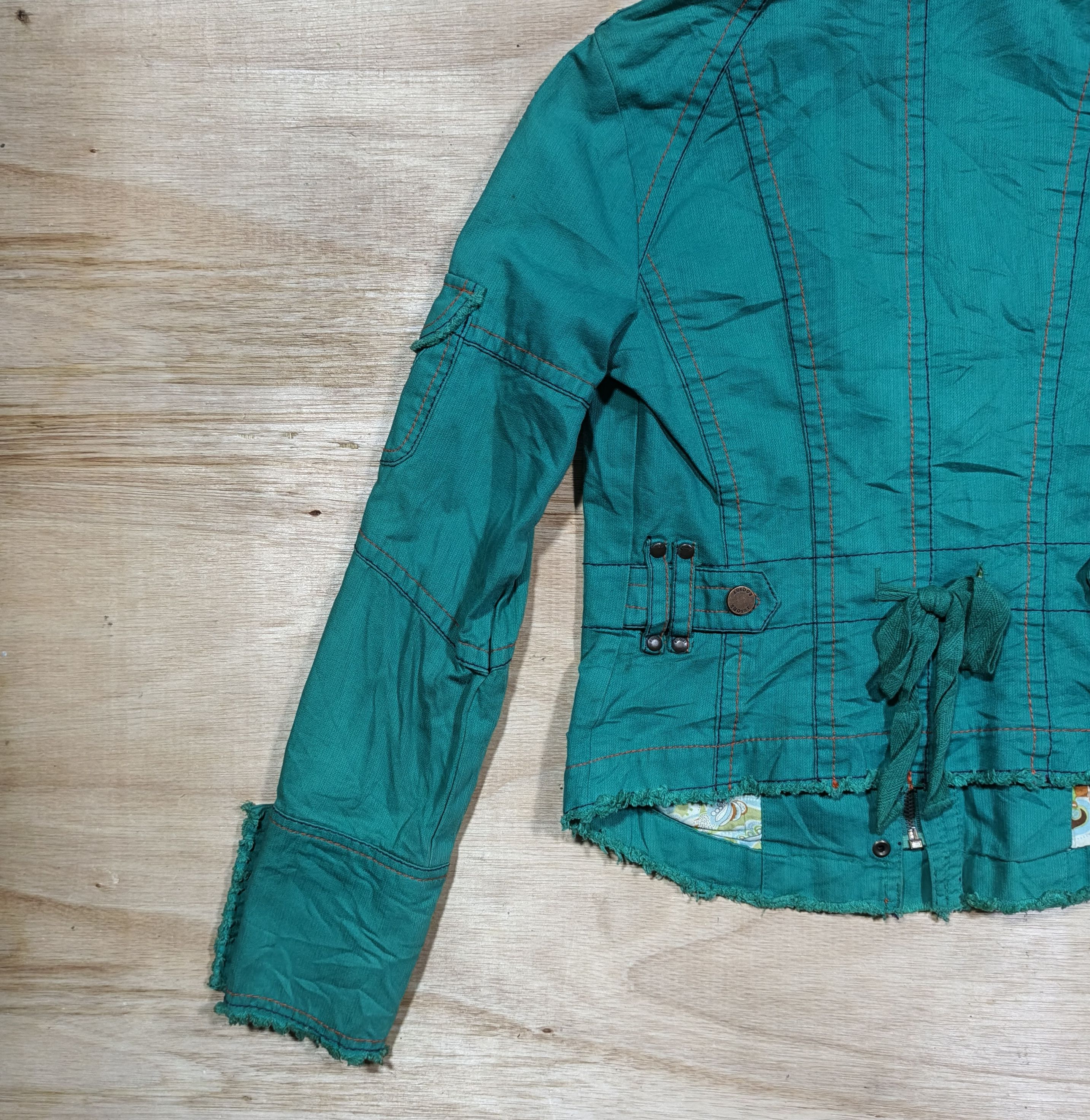 Japanese Brand EGOIST Turquoise Green Raw Hem Moto Jacket Size M / US 6-8 / IT 42-44 - 8 Thumbnail