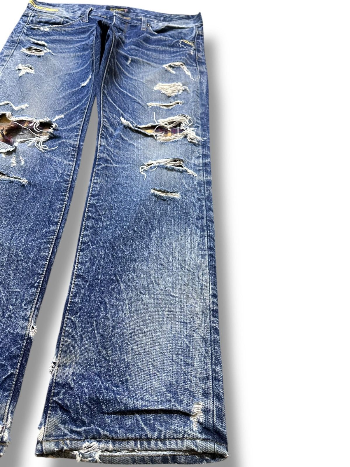 If Six Was Nine Vintage Blue Recycle Ripped Grunge Distressed Denim Size US 35 - 4 Thumbnail
