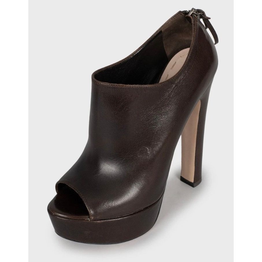 Miu Miu Miu Miu Brown Leather Zip-Up Block Heel Shoes Sz.35 Size US 5 / IT 35 - 3 Thumbnail