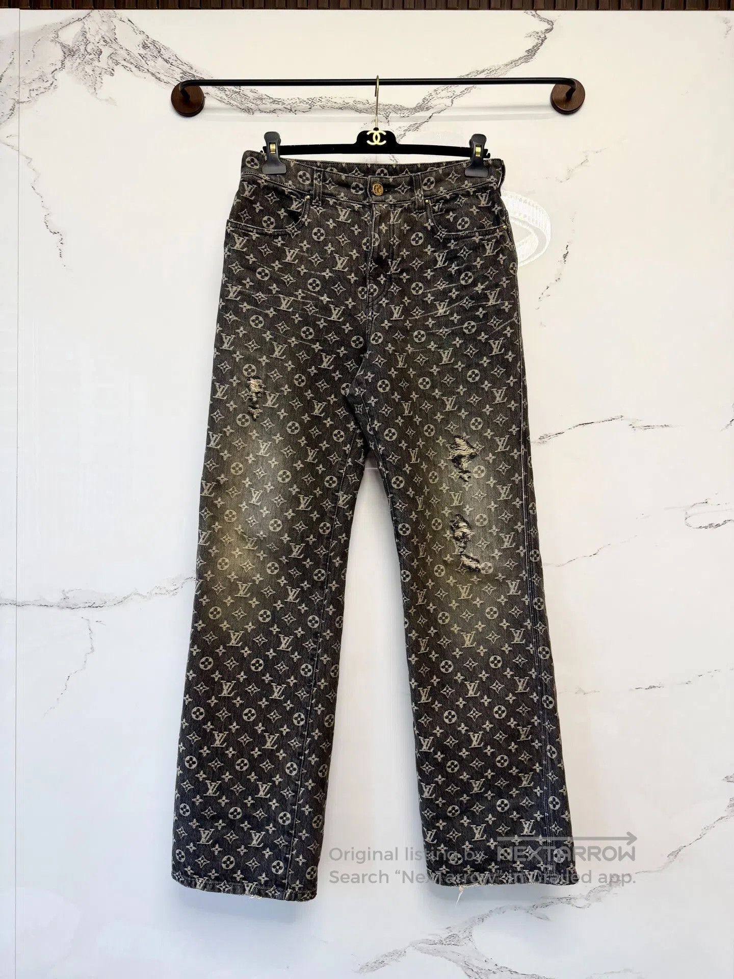 Louis Vuitton louis vuitton gray embroidered denim pants. Size 30" / US 8 / IT 44 - 1 Thumbnail