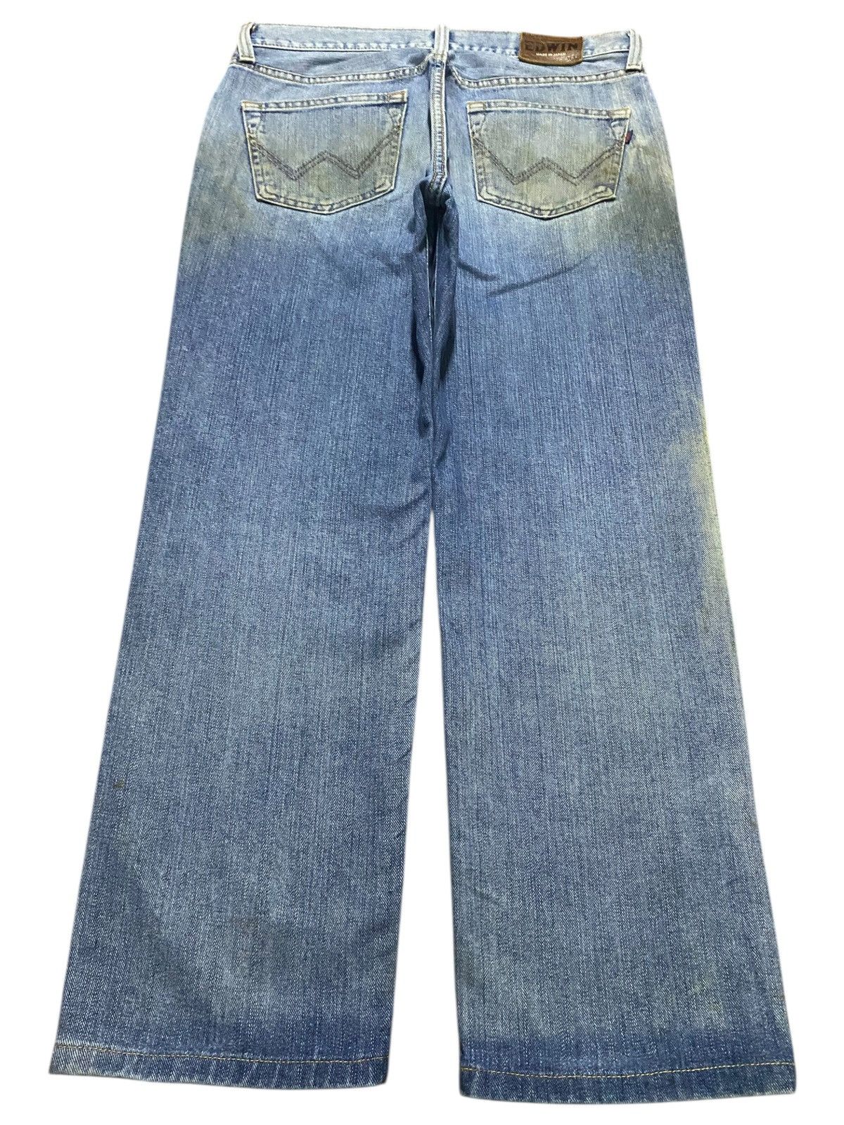 Jun Takahashi Vintage Japanese Brand Edwin 404 Dirty Bleach Loose Jeans Size US 33 - 2 Thumbnail