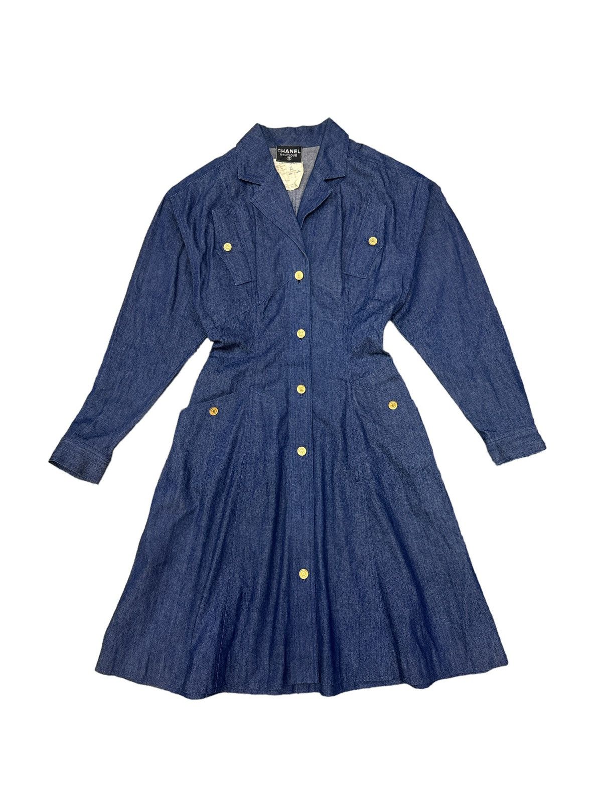 Chanel × Vintage VINTAGE 1980s CHANEL DENIM MIDI DRESS Size S / US 4 / IT 40 - 1 Thumbnail