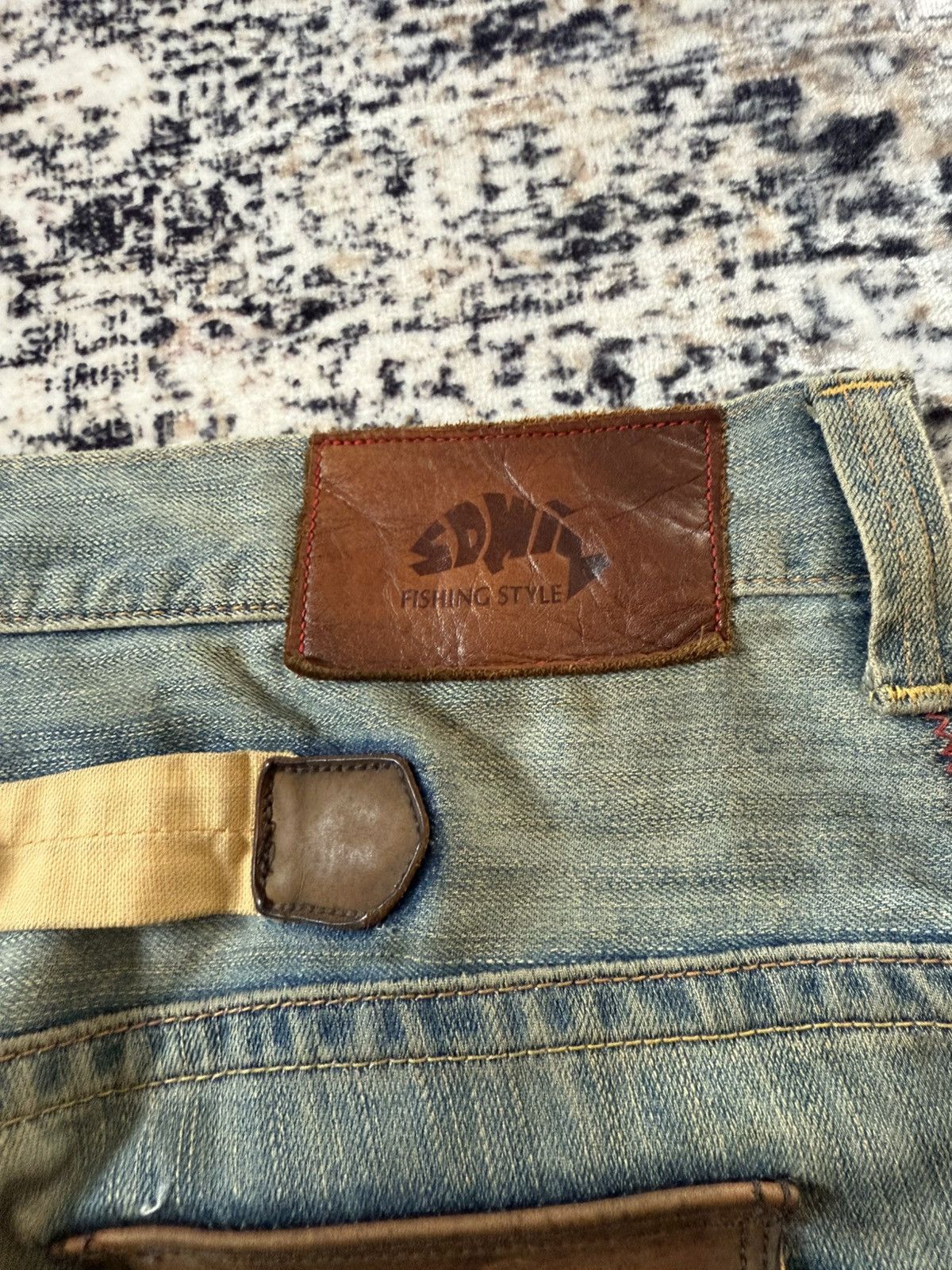 Le Grande Bleu (L.G.B.) Edwin Tokyo Mud Wash Distressed Flared Jeans Size US 36 / EU 52 - 22 Thumbnail