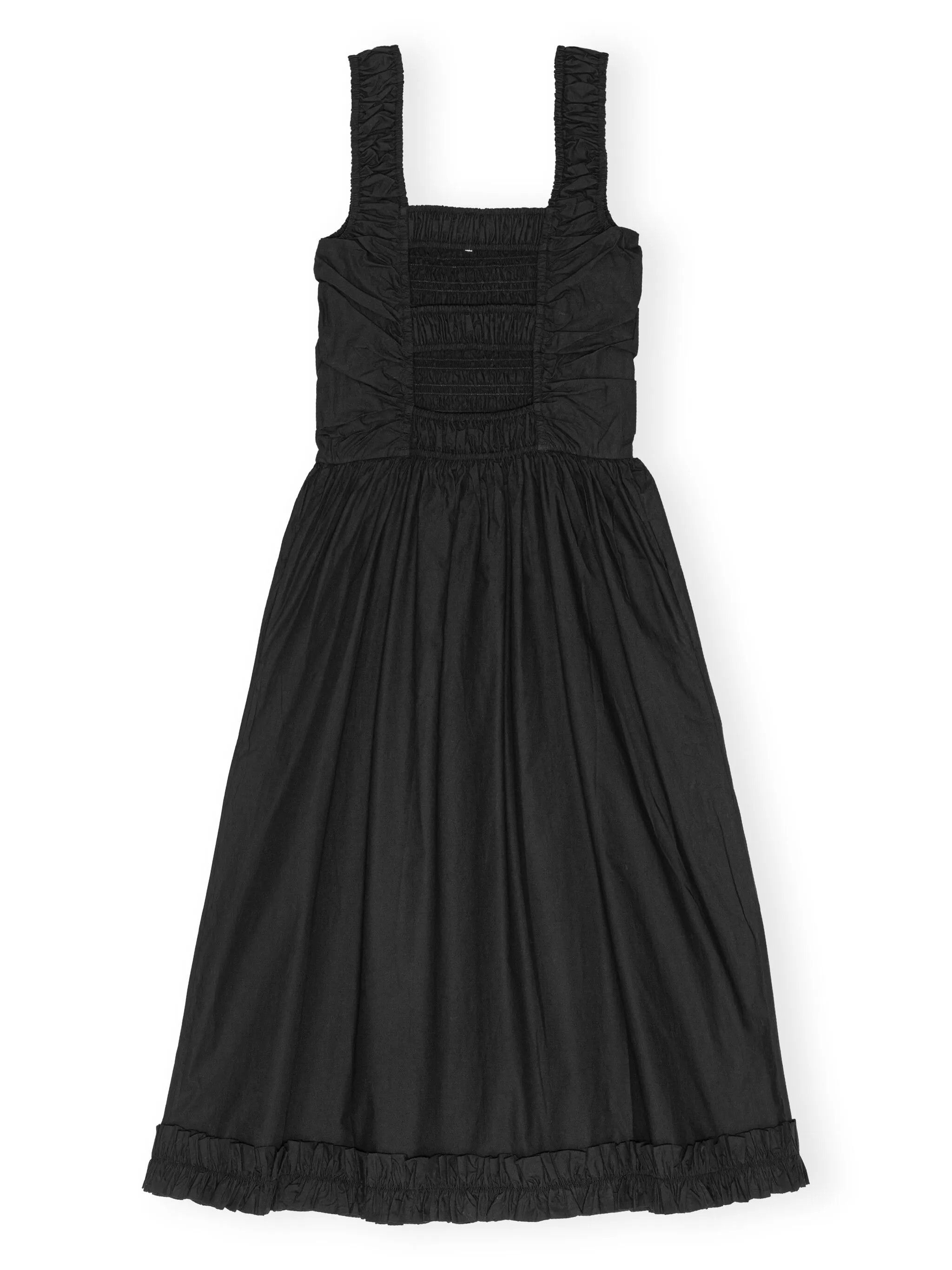 Ganni o1s22i1n0525 Organic Poplin Smock Midi Dress in Black Size XS / US 0-2 / IT 36-38 - 6 Thumbnail