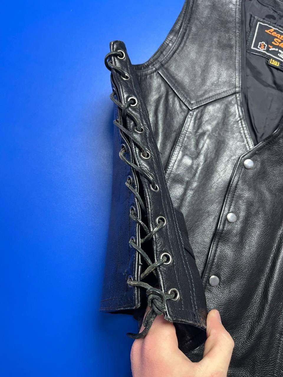 The Leather Shop Leather Motorcycle Biler Vest Size 50S - 6 Thumbnail