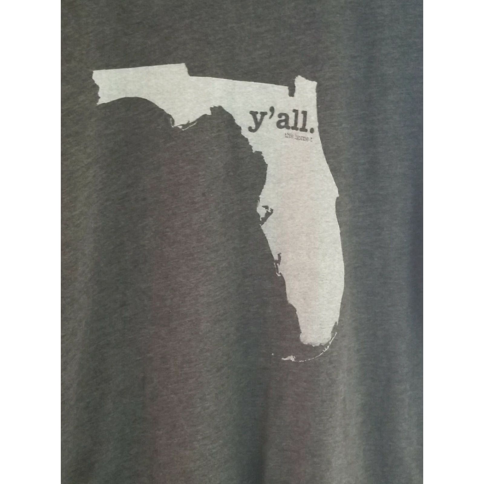 Vintage VINTAGE The Home T Florida ya'll State Shape T Shirt Mens M Gray Retro Shirt Regular Short Sleeve Crew Neck Boys or Mens Size M / US 6-8 / IT 42-44 - 2 Thumbnail
