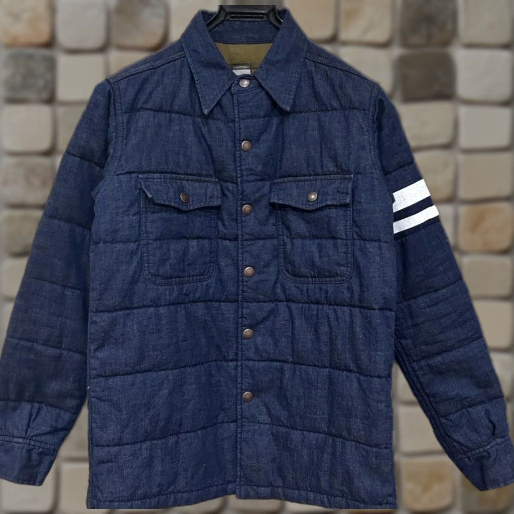 Vintage Momotaro Jeans Quilted Denim CPO Shirt Jacket Men’s Size 38 Navy Long Sleeve Button-Up Casual Denim Jacket Size US M / EU 48-50 / 2 - 1 Thumbnail