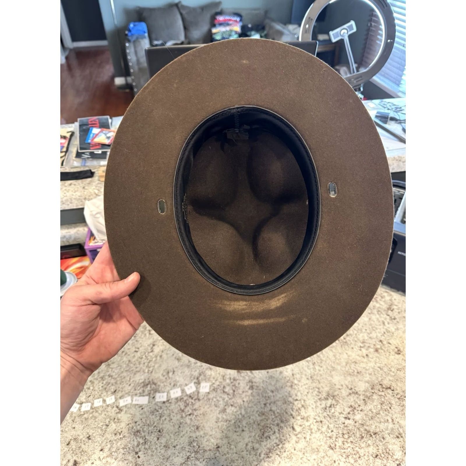 FELT VINTAGE Stratton Self Forming Drill Sergeant Instructor Wool Felt Hat 7 1/4 USA Size ONE SIZE - 6 Thumbnail