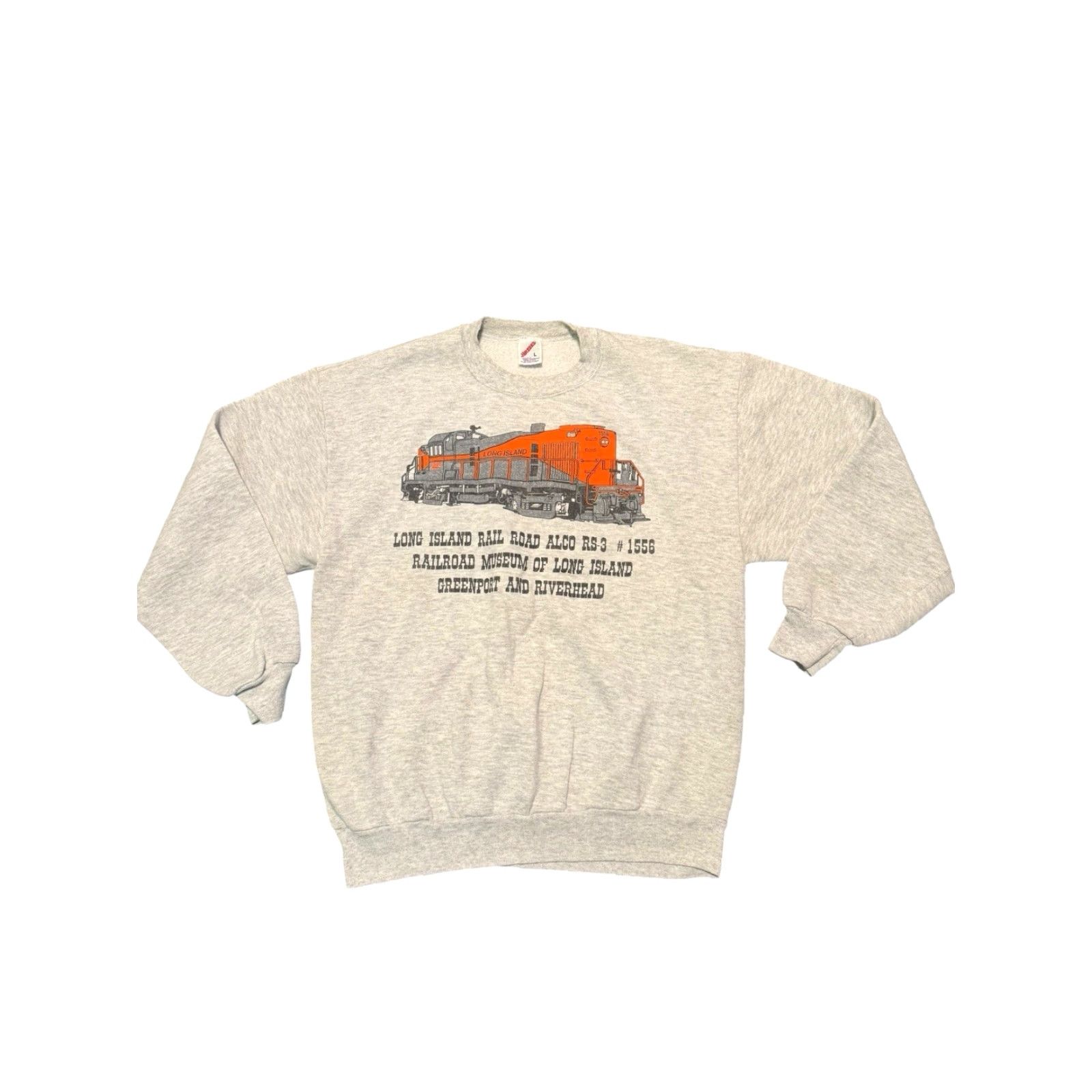 Jerzees VINTAGE Long Island Railroad (LIRR) ALCO RS-3 #1556 GRAY Sweatshirt L Navy Jersey Jerzees Unisex Adults Crew Neck Pullover Graphic Print Train 90s USA Size US L / EU 52-54 / 3 - 2 Thumbnail