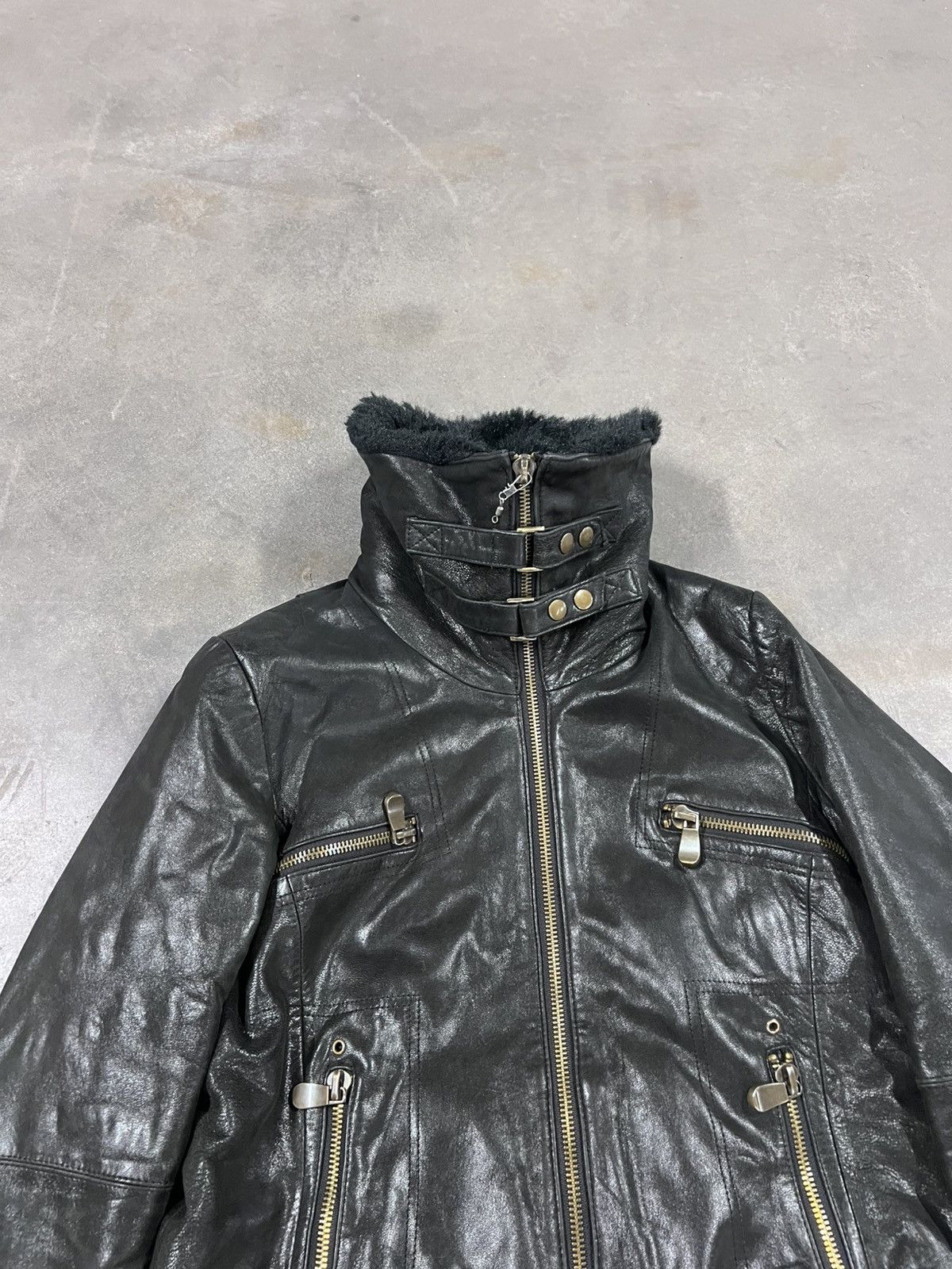 Rick Owens Real Leather Faux Fur Collar Japanese Style Jacket Size M / US 6-8 / IT 42-44 - 4 Thumbnail