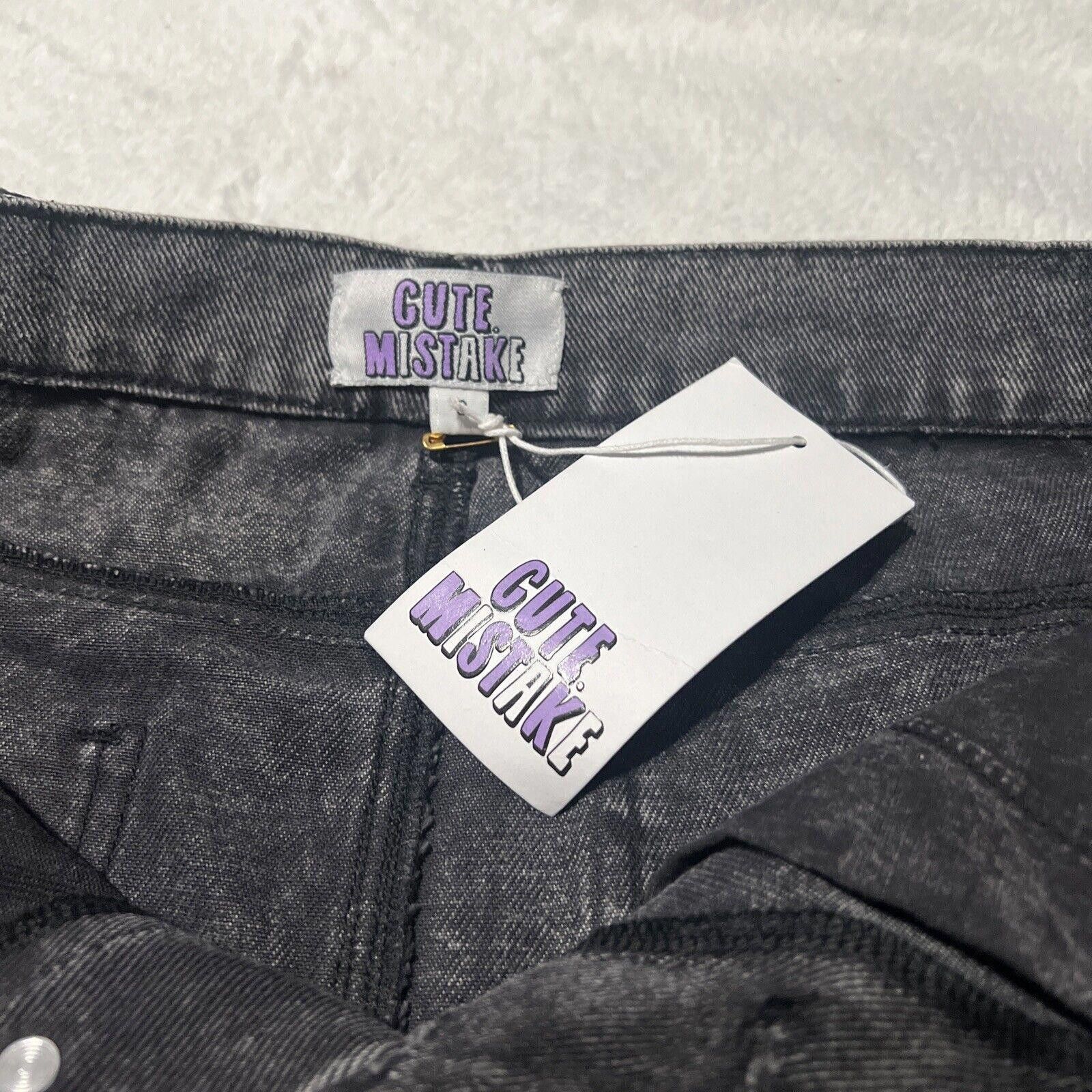 Designer S Cute Mistake Black Raw Hem Denim Mini Skirt Punk Goth Size 28" / US 6 / IT 42 - 3 Thumbnail