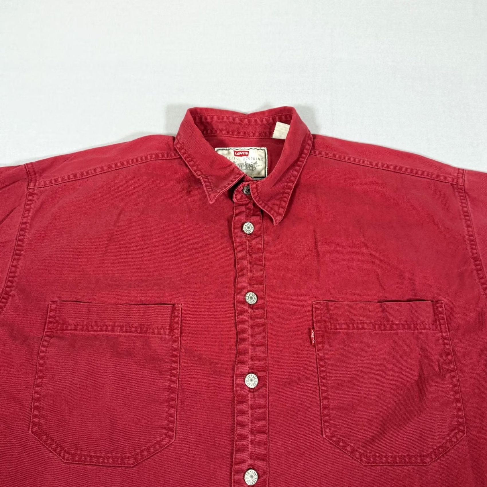 Levi's VINTAGE Levi's Shirt Mens Large Red Denim Button-Up Western Cowboy Cotton Size US L / EU 52-54 / 3 - 2 Thumbnail