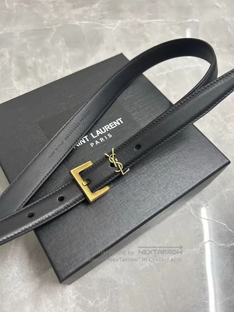 Saint Laurent Paris Saint Laurent Paris Black gold logo emblem needle buckle b Size ONE SIZE - 1 Thumbnail