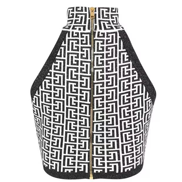 Balmain o1g2r1mq0924 Tank Top in White & Noir Size XS / US 0-2 / IT 36-38 - 2 Thumbnail