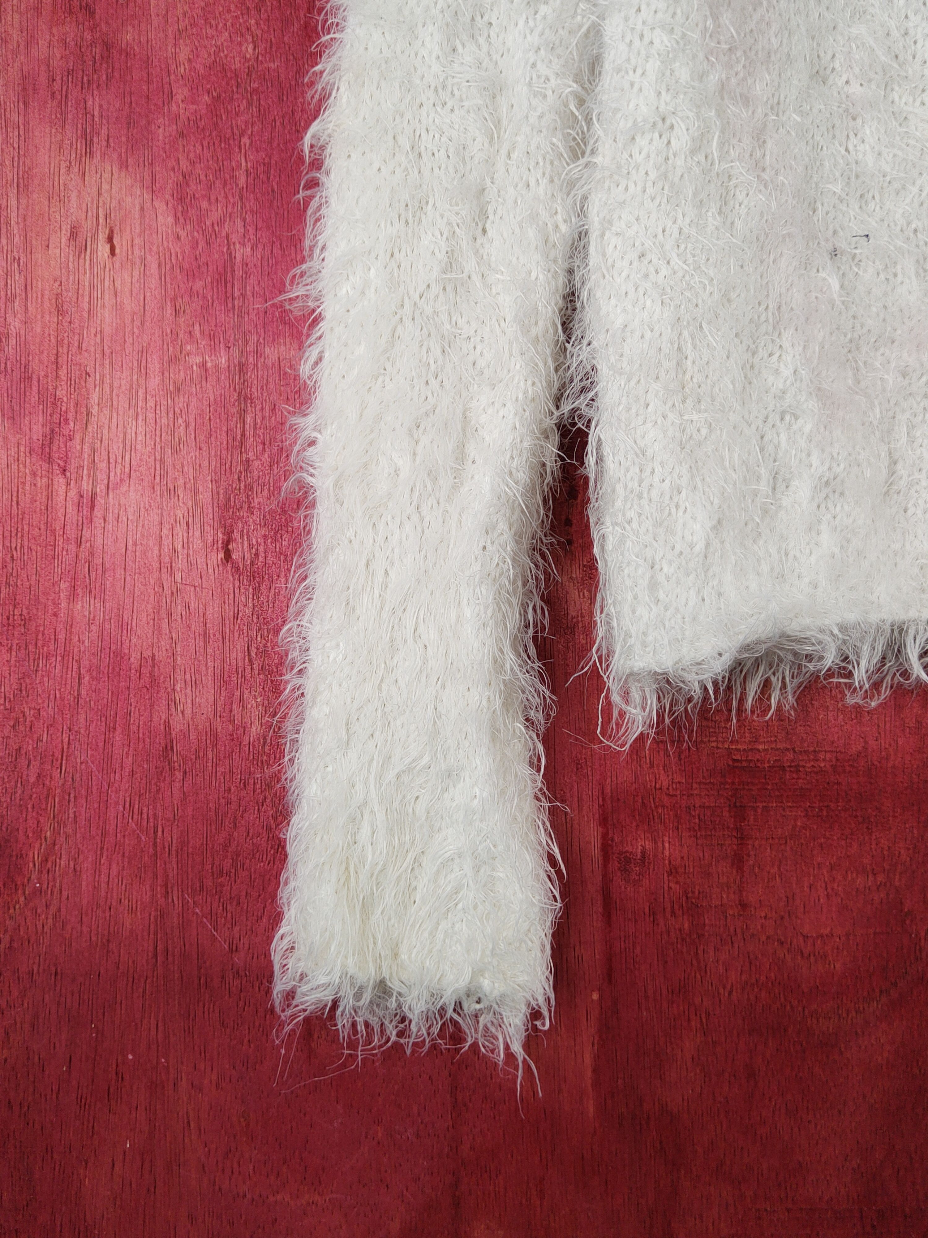 Japanese Brand Bay White Shag Shaggy Fur Mohair Knitwear Cardigan #S1923 Size S / US 4 / IT 40 - 4 Thumbnail