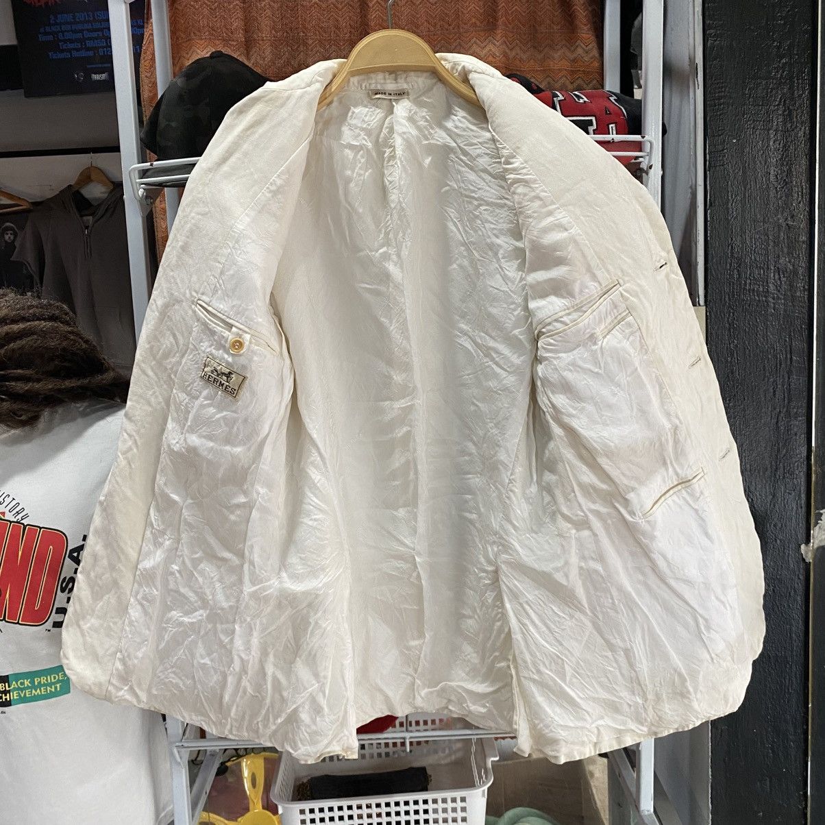 Hermes Hermes Linen Blazer Jacket Cream White Size M Size 48R - 3 Thumbnail