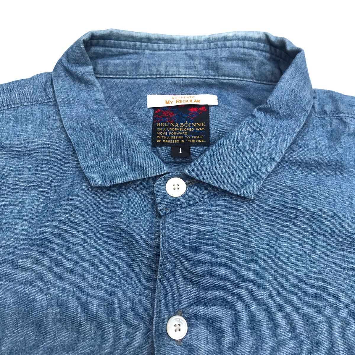 BRU NA BOINNE × Japanese Brand × Vintage Bruna Boinne TabiSugata nananinsha Authentic Denim Shirt Size US M / EU 48-50 / 2 - 2 Thumbnail