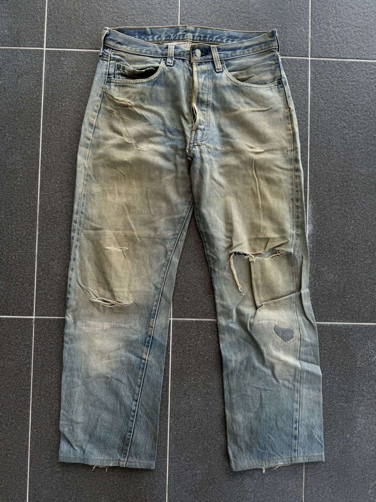 Levi's Vintage 80s Levi's 501 Selvedge Distressed Jeans Kurt Cobain Size US 31 - 2 Thumbnail