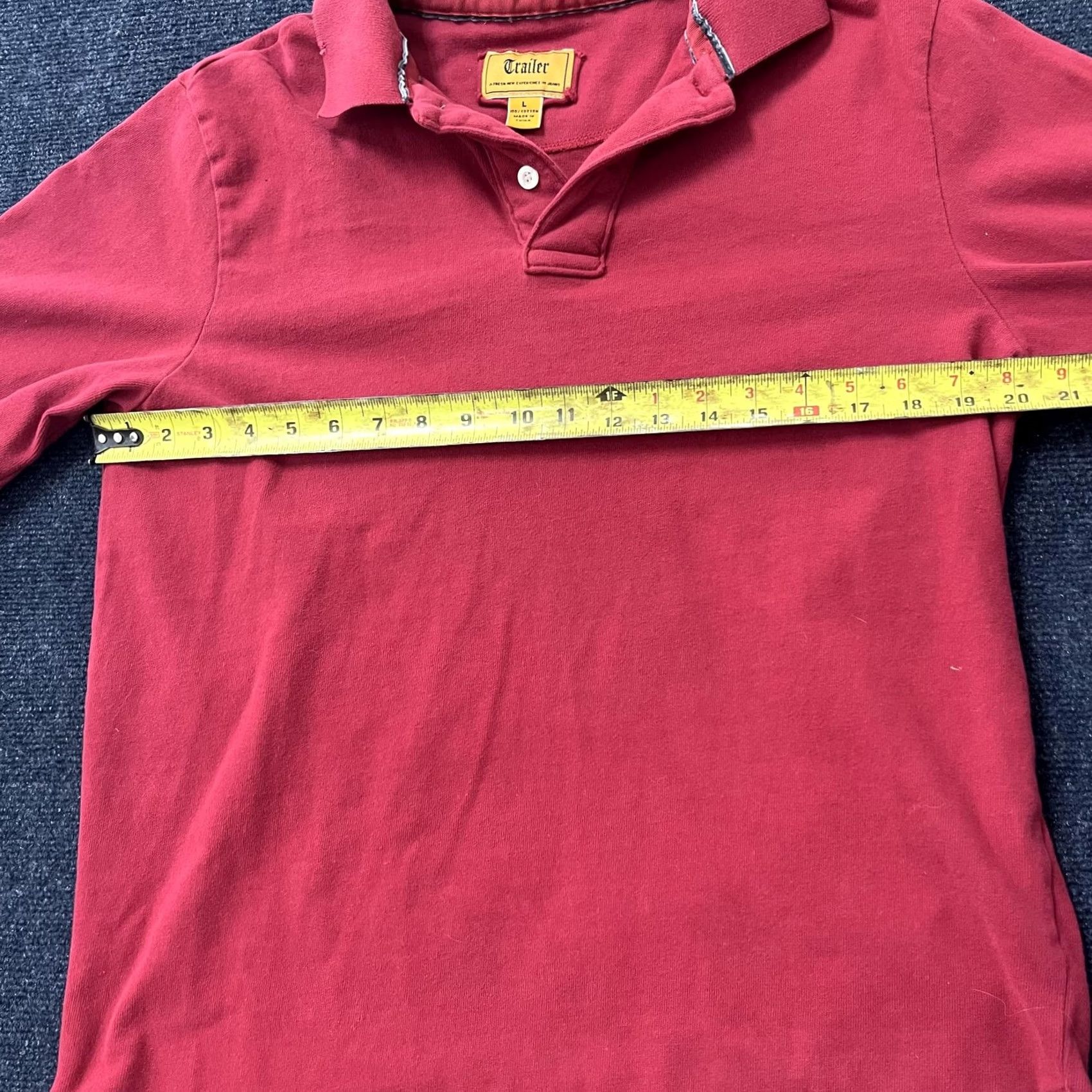 Vintage Trailer Polo Shirt Mens Large Red Long Sleeve Cotton Knit Collared Top Size US L / EU 52-54 / 3 - 6 Thumbnail