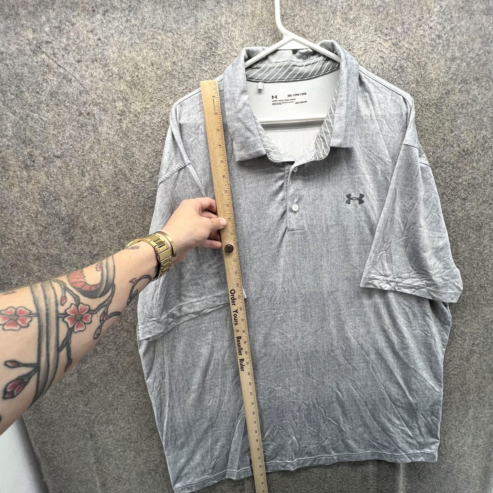 Under Armour Under Armour HeatGear Polo Shirt Mens 2XL Gray Solid Golf Performance Loose Fit Shirt Size US XXL / EU 58 / 5 - 5 Thumbnail