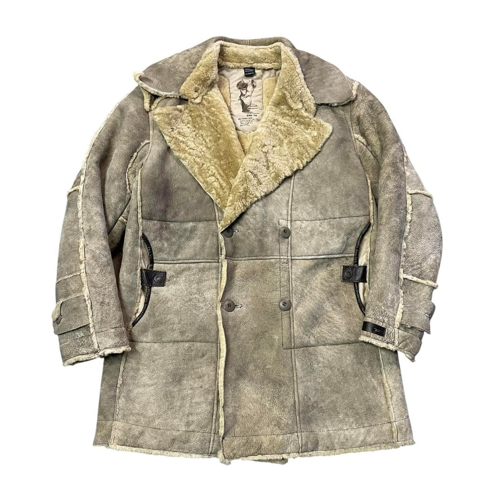 Diesel VTG Y2K 2000s Diesel sheepskin Shearling military style 