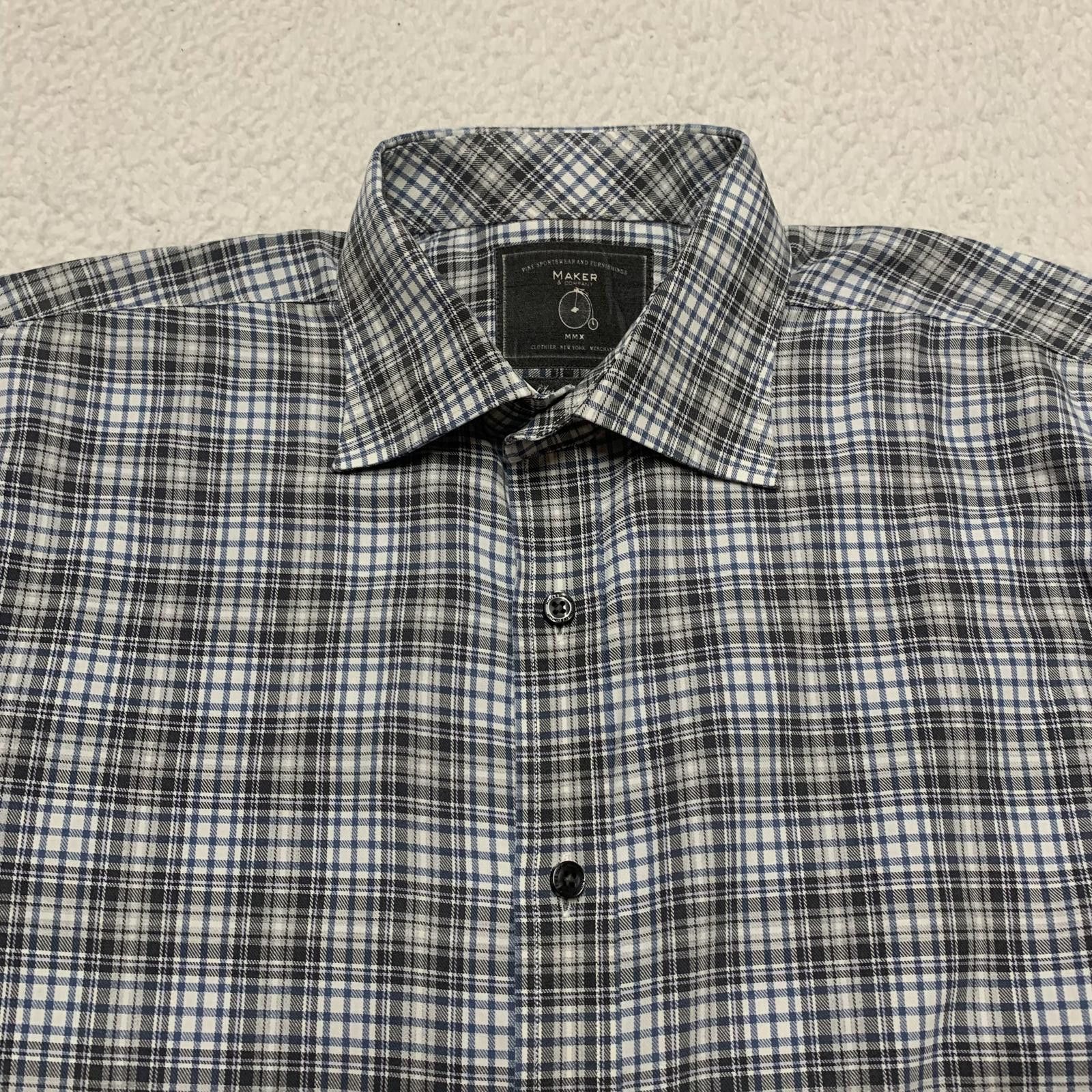 Other Maker Company Mens Large Black Gray Classic Plaid Shirt Size 42R - 12 Thumbnail