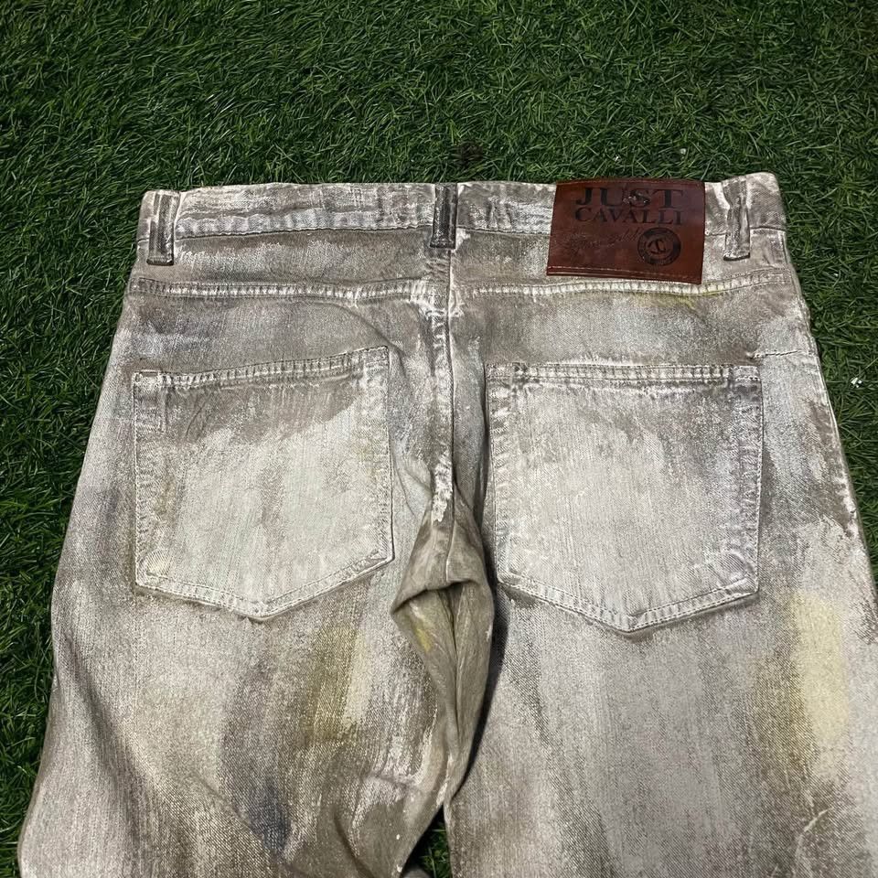 Roberto Cavalli Just Cavalli Multicolor hand painted denim Jeans Size 33" - 9 Thumbnail