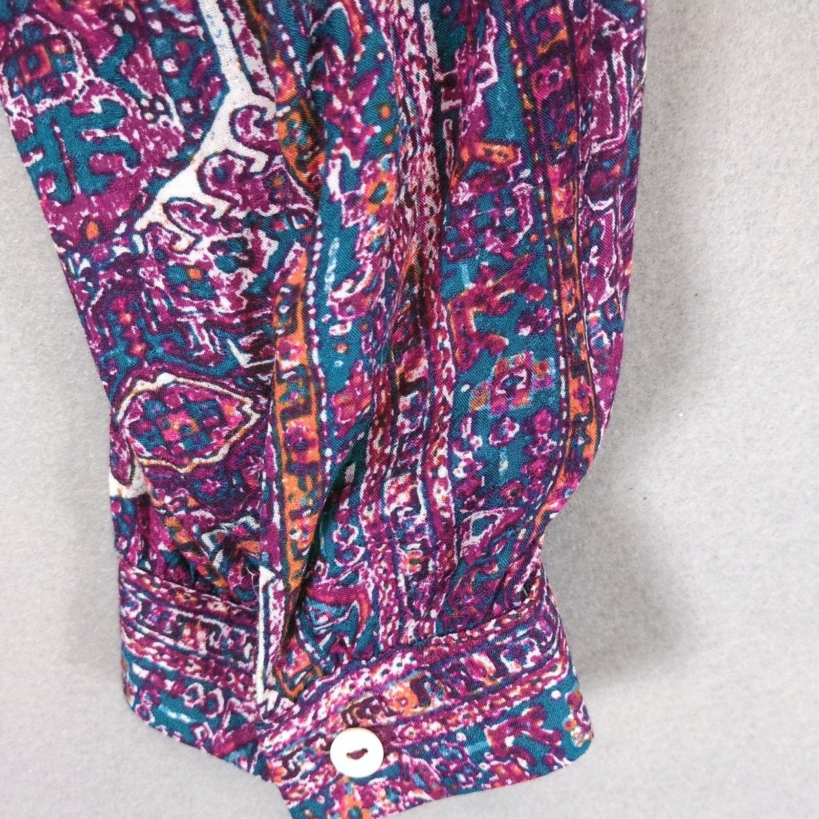 Other Jane & Delancey Women's M Oversized Boho Print Button Blouse Size M / US 6-8 / IT 42-44 - 4 Thumbnail