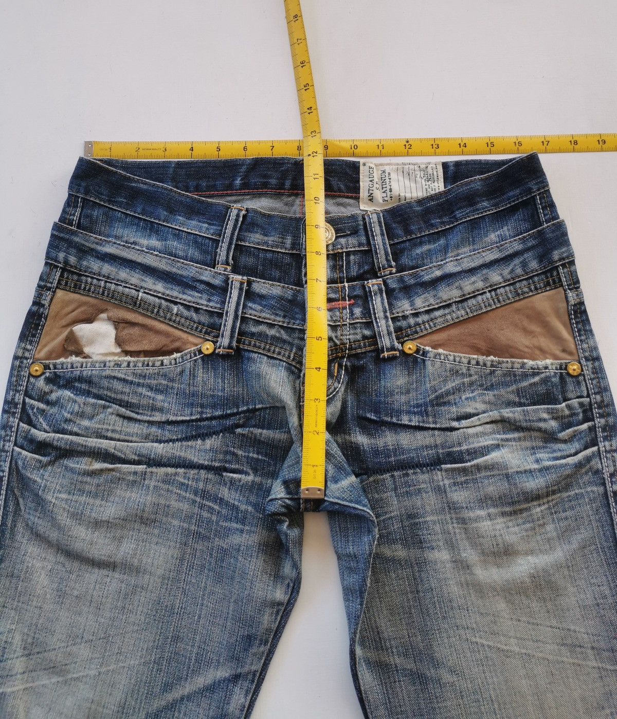 Japanese Brand Antgauge Double Waist Distressed Denim Jeans Size US 33 - 11 Thumbnail
