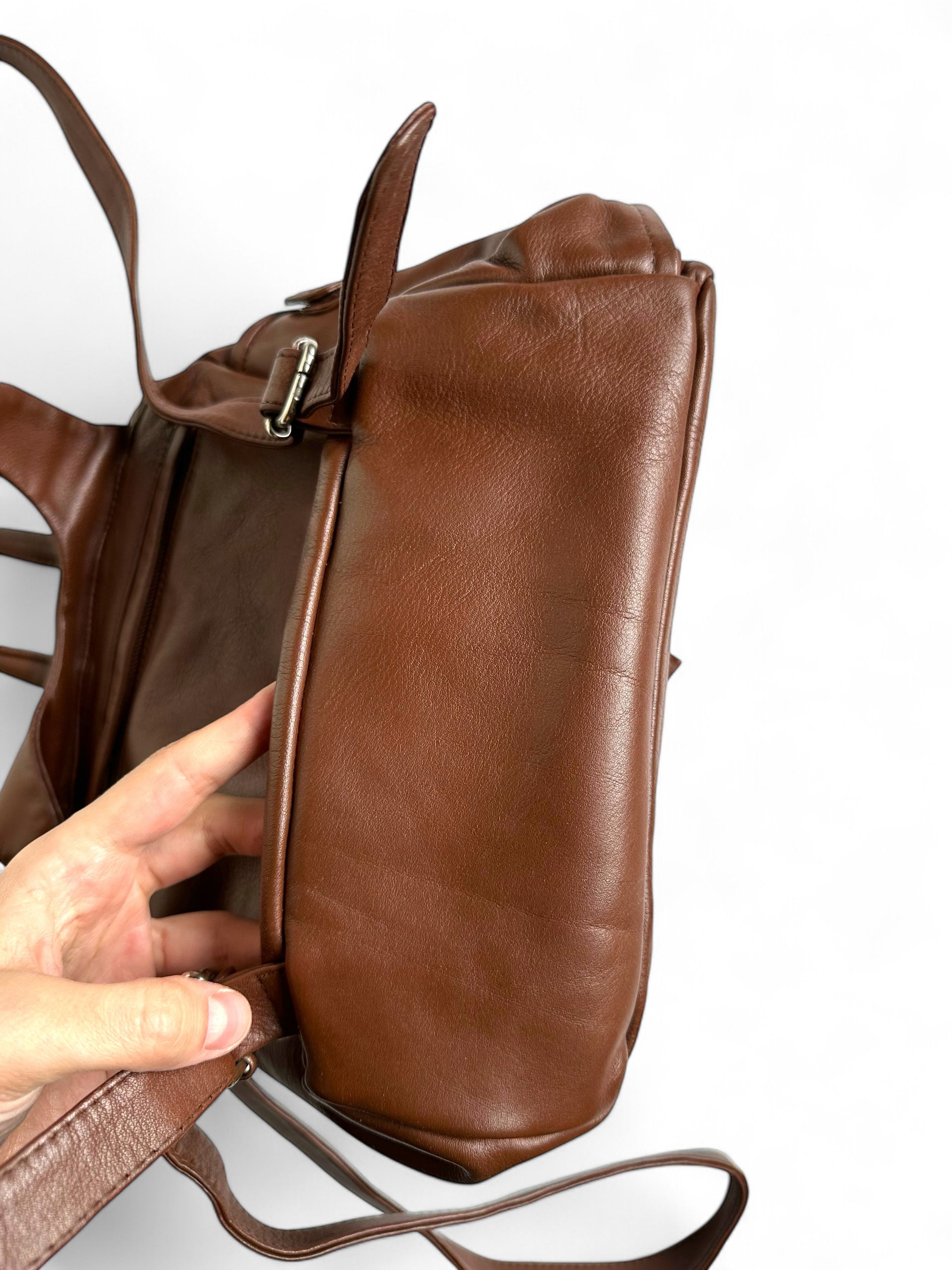 Sergio Rossi Bruno Rossi Made in Italy Brown Leather Backpack Size ONE SIZE - 6 Thumbnail