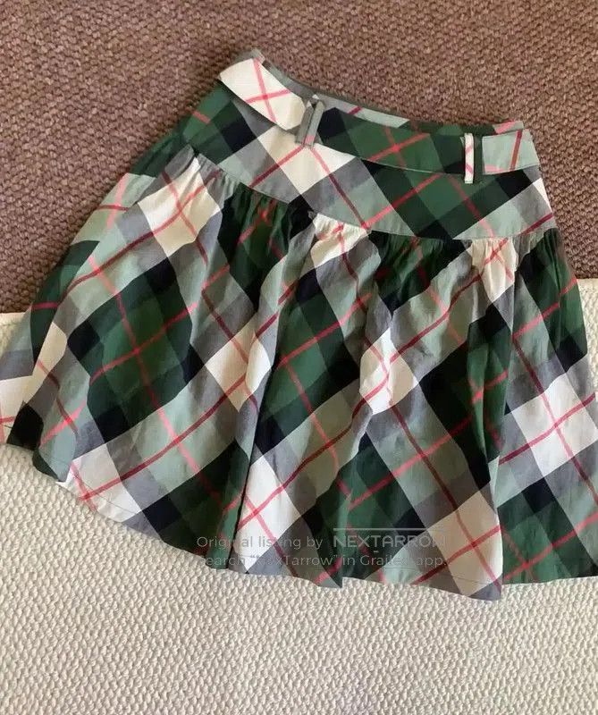 Burberry Burberry Green Cotton Mid-Length Skirt. Size 23" - 2 Thumbnail