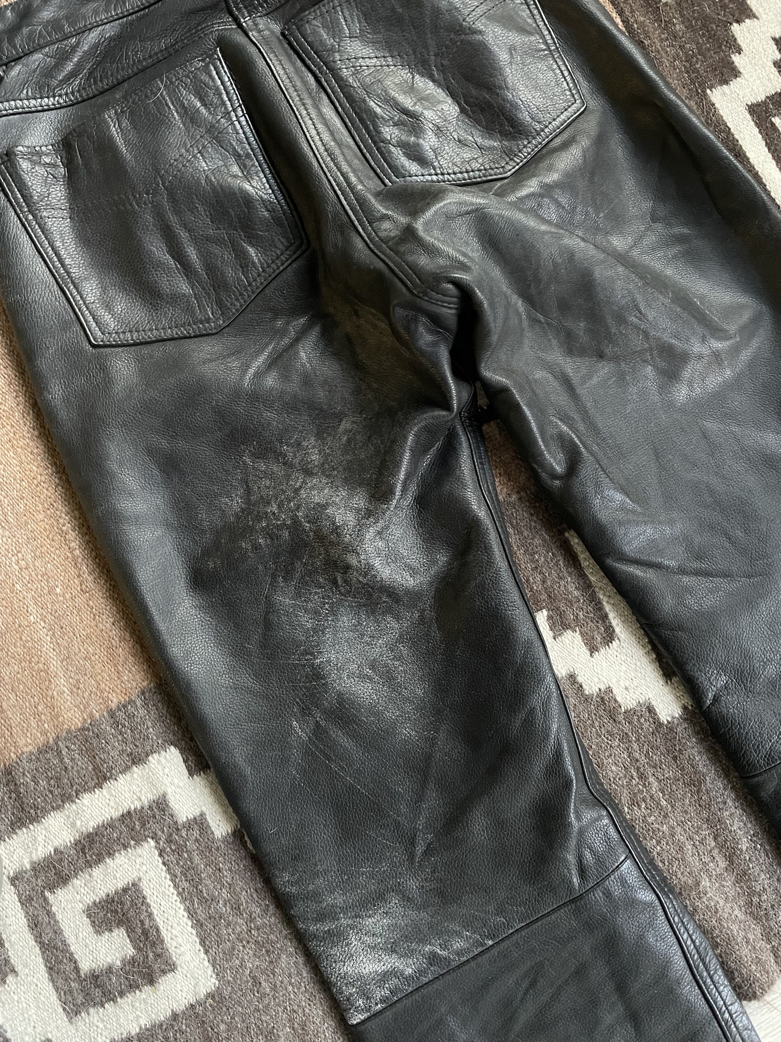Leather Vintage Leather 90s Roadwear Biker Moto Pants 5652AC Size 29" - 6 Thumbnail