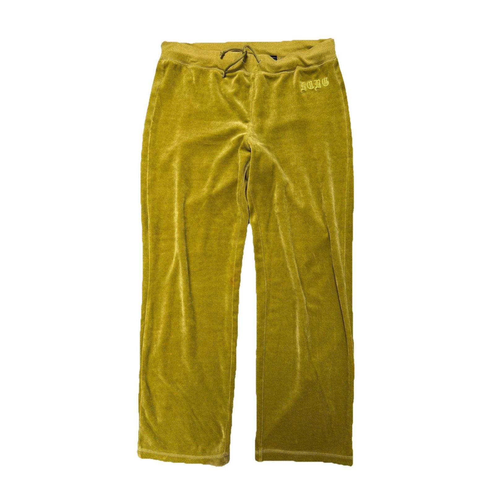 Bcbgmaxazria Vintage BCBG Pants Womens Size PL Olive Yellow Velour Embroi Size 31" - 1 Thumbnail